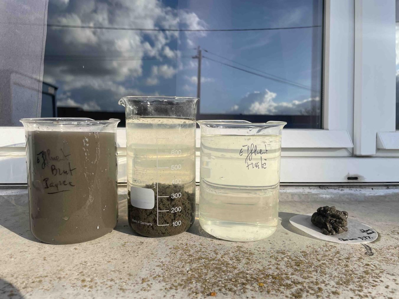 Comparaison en laboratoire de l'effluent brut et de l'effluent traité, site de recyclage d'emballages alimentaires